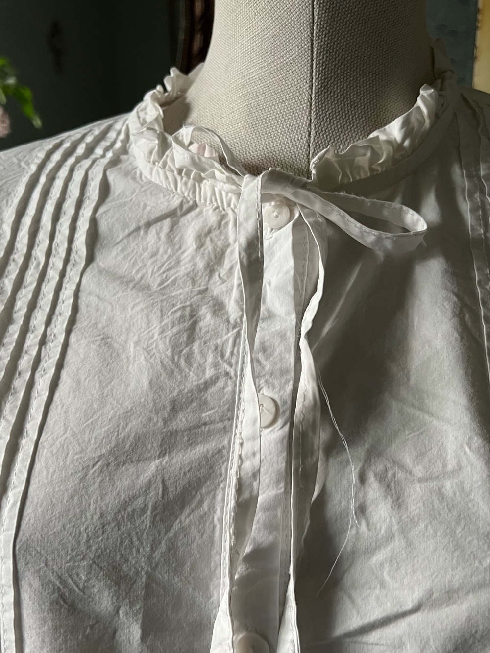 twik White Ruffled Pintuck Button-Front Blouse - Picture 2 of 7